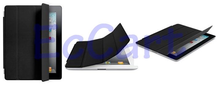 PU Magnetic Smart Slim Case Cover Black Apple iPad 2  