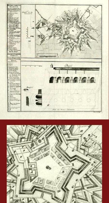 ANTIQUE MAP CITADEL TOURNAY DOORNIK  BELGIUM 1729  