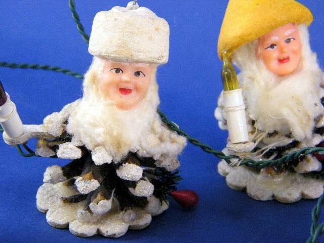   in Italy String of 10 Vintage 1950s Pine Cone Elves / Gnomes / Pixies