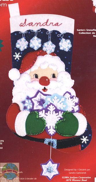 Felt Embroidery Kit Santas Snowflakes Xmas Stocking  