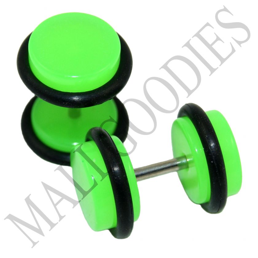 0101 Fake Cheater Plugs 16G Look 0G Neon Green Lime  