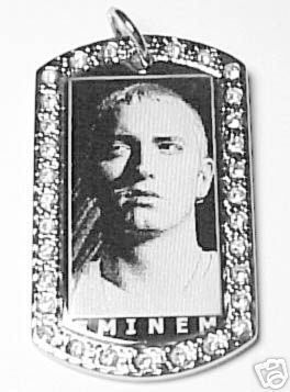 EMINEM * Charm Dog Tag ICED CZ DogTag + FREE Chain 38  