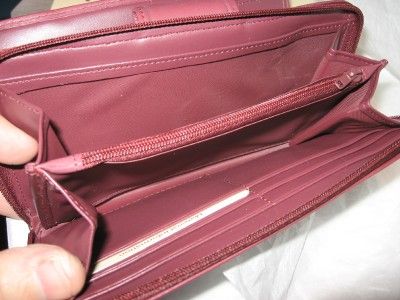 Burgundy Tab Ziparound Checkbook Leather Wallet,Buxton  