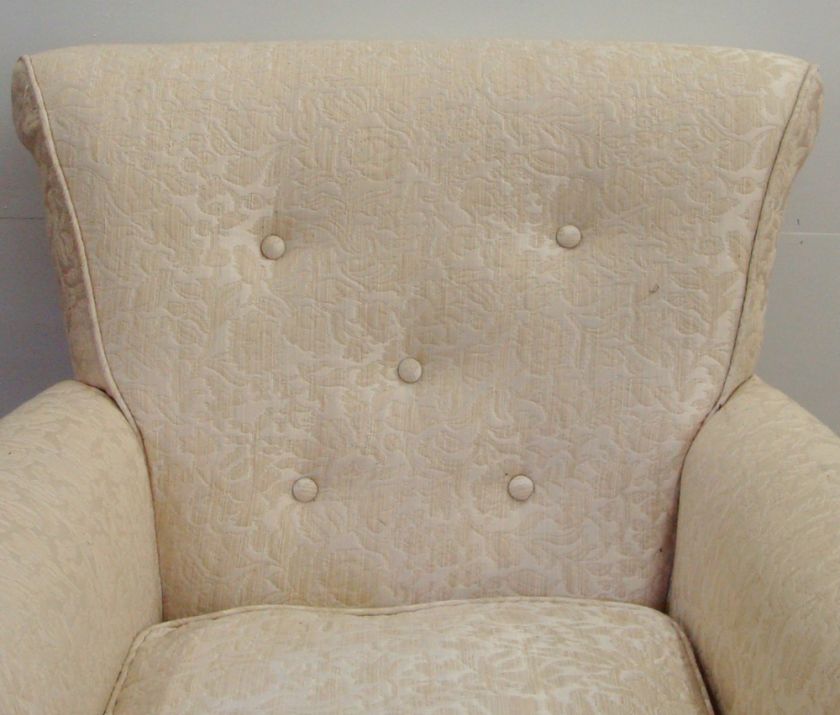 Ivory Upholstered Scroll Back Chaise Lounge  