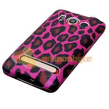 Pink Leopard Hard Skin Case Cover+Privacy LCD+Car+AC Charger For HTC 