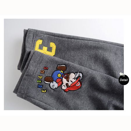   Kids Dark Gray Super Mario Applique Fleece Pants 2 5 Years 0812  