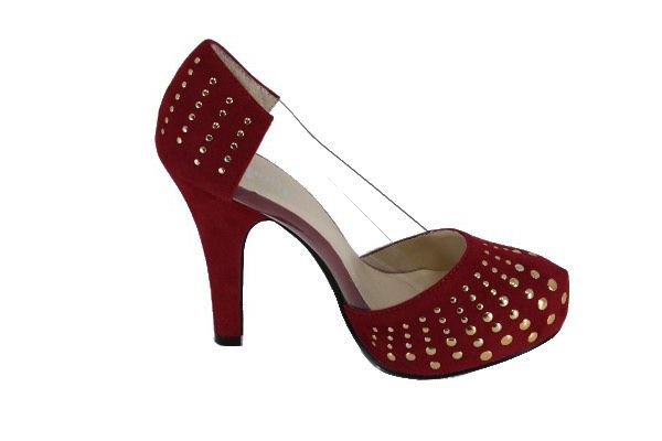 Celena I 4 Stud Embellished Platform Pump   Red