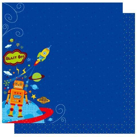 Best Creation Robot Blast Off 12x12 Scrapbook Paper  