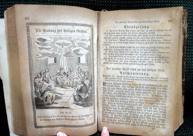 1857 antique GERMAN BOOK PRAYER/SONG rohler PHILA PA  