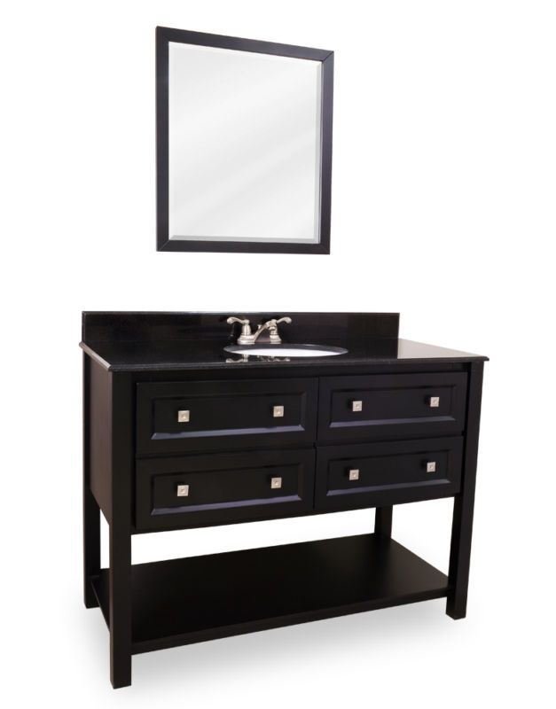 48 Alder Black Bathroom Vanity Preassembled Top & Bowl  