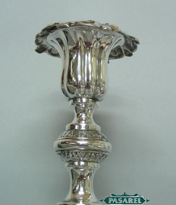 Pair Of WMF Fraget Silvered Candlesticks Poland Ca 1900  