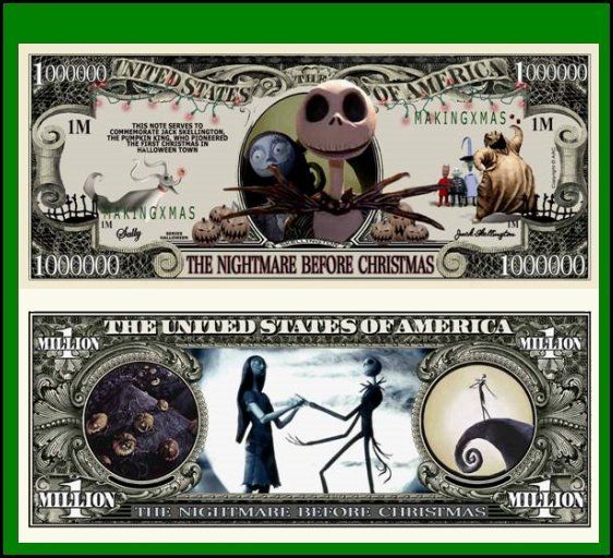 100 Nightmare Before Christmas Million Dollar Bills New  