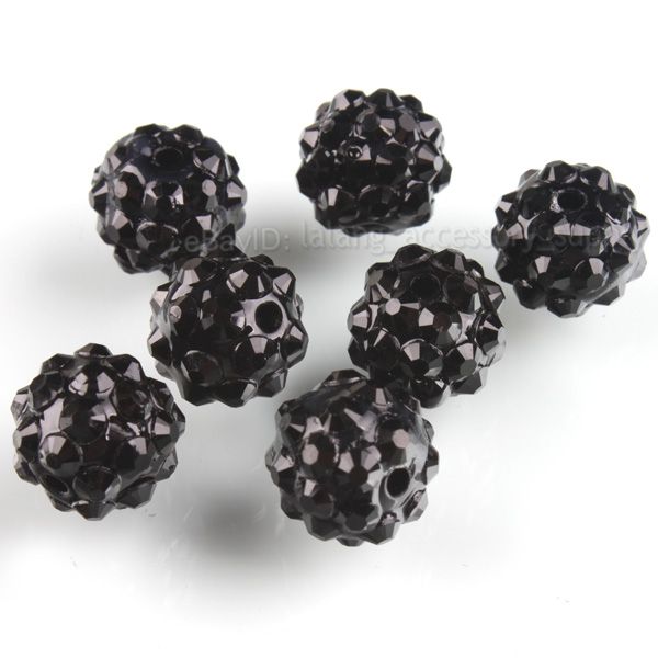 20pcs New Fashion Black Round Charms Resin Beads 110720  