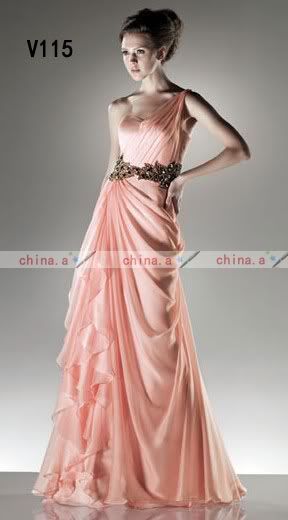 2012 One shoulder Pink Prom Gown Evening Dress Bridal Wedding Dress 