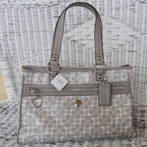   Gray COACH Signature Chris Bias Chelsea Tote Satchel Purse 17179 WOW