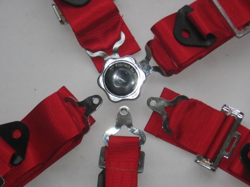 POINT CAM LOCK SEAT BELT HARNESS 75mm NYLON STRAP RED  