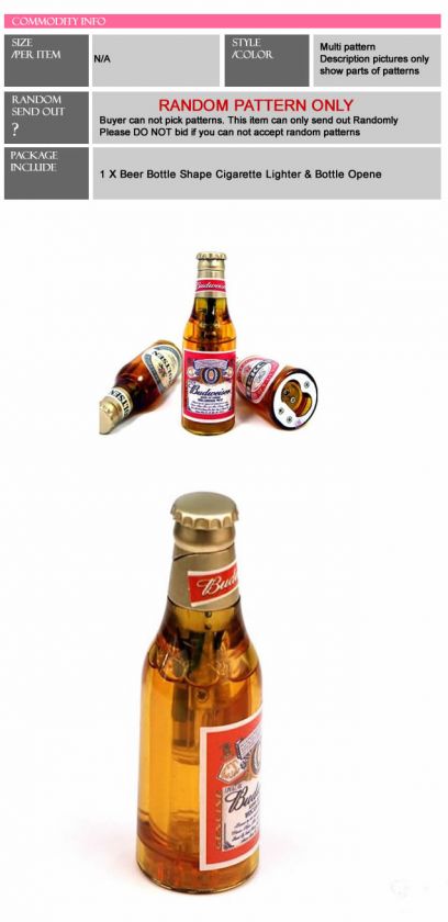 Beer Bottle Cigarette Petrol Lighter & Bottle Opener  