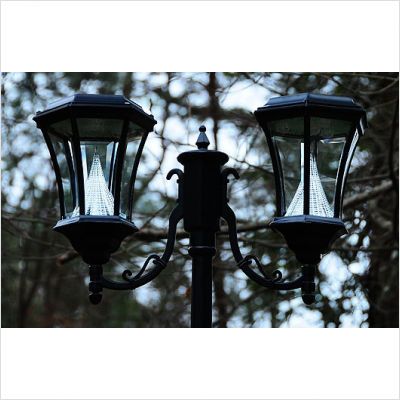 GamaSonic Two Light Solar Lamp Post in Black GS 94D B 854433001741 