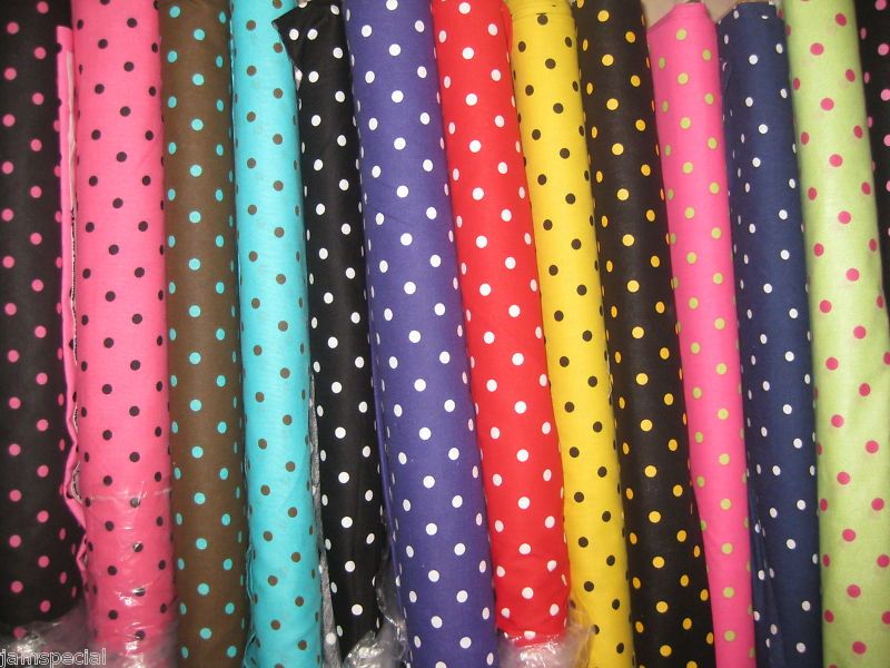 Polka Dot Fabric 1/4 dots You Pick your color FQ 22X18  