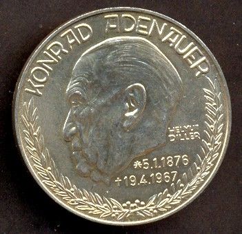 GERMANY SILVER MEDAL CANTZLER KONRAD ADENAUER,25g  