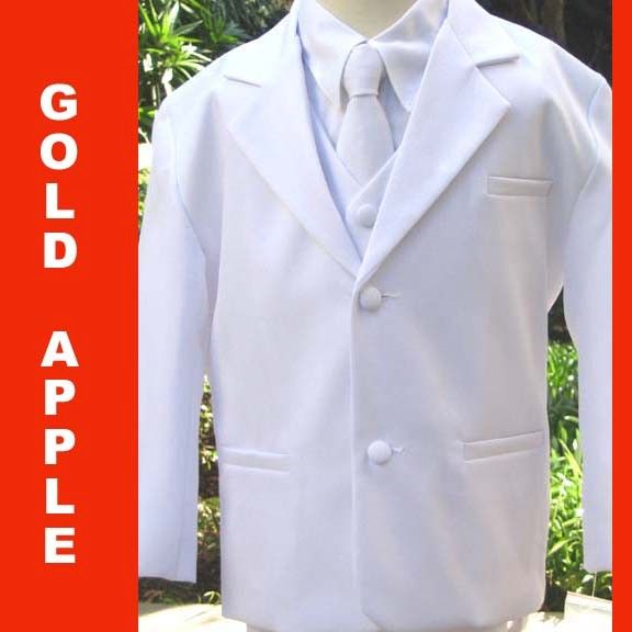 New Boy Tuxedo Set Suit, White,Sz S, M, L, XL, 2T,3T,4T  