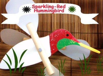 Hummingbird Whirlibirds Wind Spinner yard garden stake  