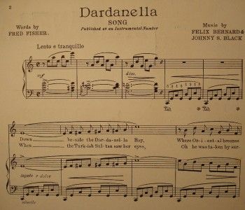 Vintage 1919 DARDANELLA Sheet Music BERNARD & BLACK (O)  