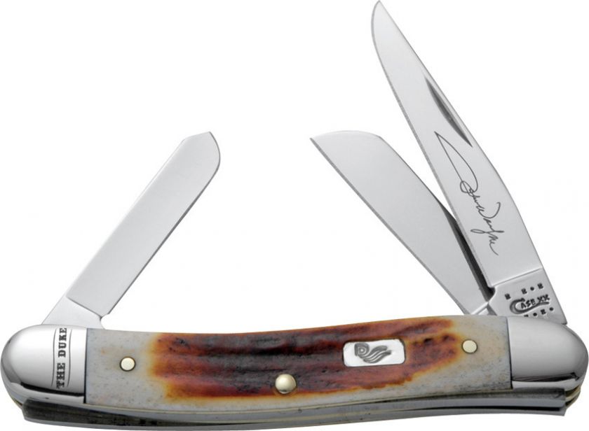   Wayne Med Stockman 3 5/8 Closed Red Stag 3 Blade Knife CA7440  