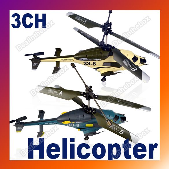 New 3CH SkyWolf RC 338 GYRO LED Shipboard Helicopter Toy 110V~240V US 