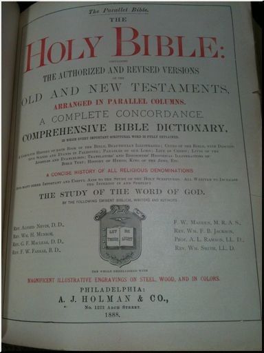 ANTIQUE FAMILY HOLY BIBLE ILLUMINATED LEATHER 1888 KING JAMES GUSTAVE 