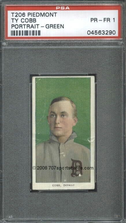 1910 T206 Ty Cobb Green PSA 1 (3290) Piedmont 150  