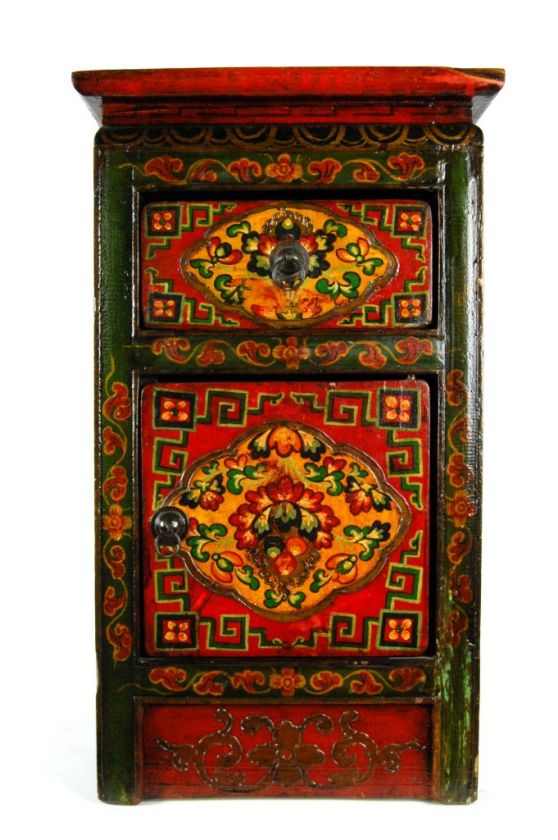 hand painted tibetan side stand this newly made pine wood side stand 