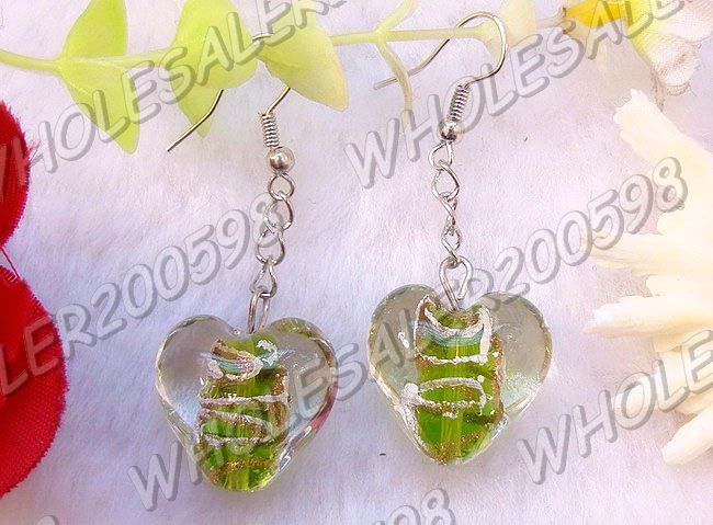 10Pairs Heart Handwork Lampwork Glass Bead Earrings  