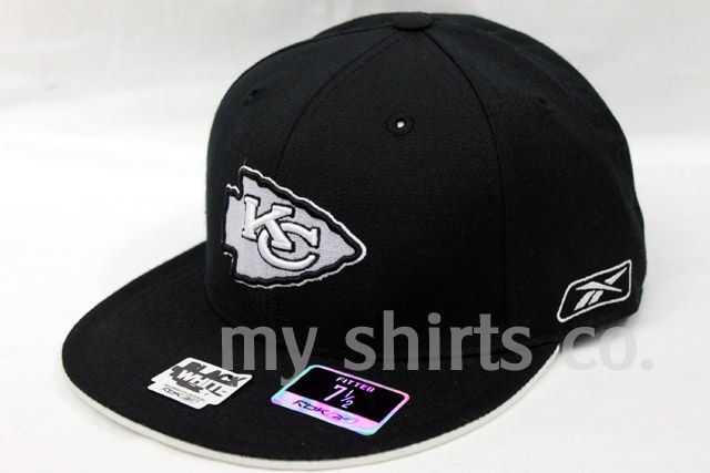 Kansas City Chiefs NFL Black White Reebok Fitted Cap  