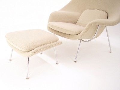 Saarinen Vintage Knoll Womb Chair and Ottoman Beige Good Condition 