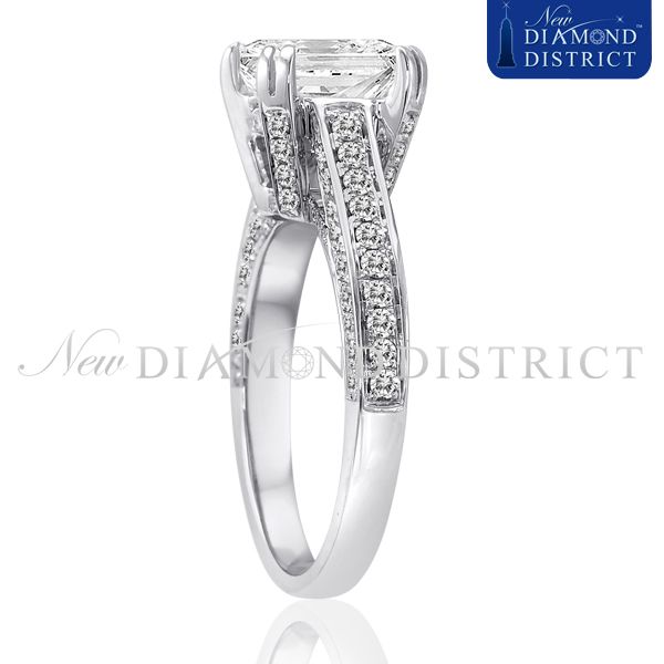 CERTIFIED F VS2 2.58CT TOTAL PRINCESS CUT DIAMOND ENGAGEMENT RING 14K 