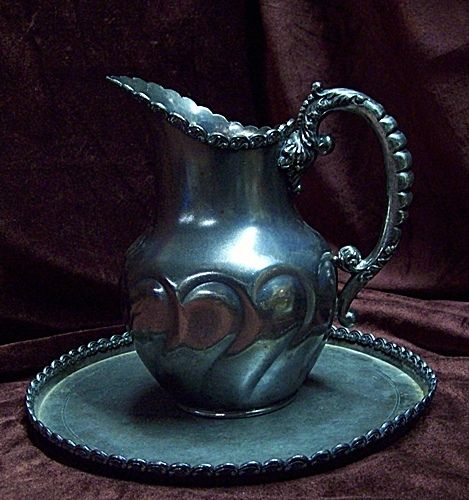 ANTIQUE PITCHER & PLATTER James W Tufts Boston #4011  