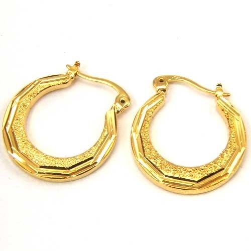 DECENT 18K YELLOW GOLD GEP SOLID FILL GP HOOP EARRING  