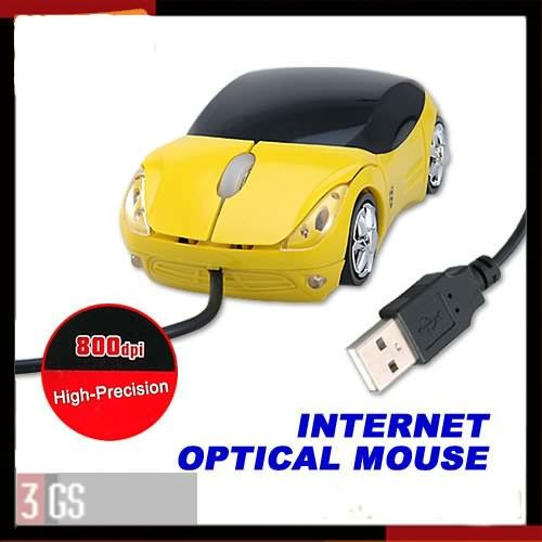   Car Shape Blue Light USB Wire Internet Optical Mouse Mice New  