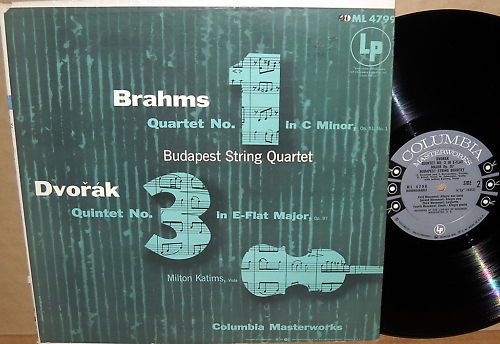 COLUMBIA 6 EYE Brahms BUDAPEST STRING QUARTET ML 4799  