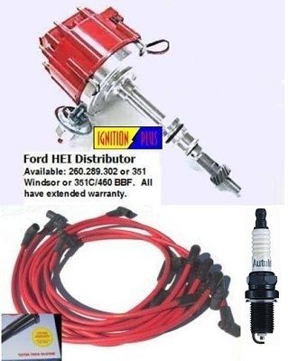   Plus Ford V8 351W HEI   Spark Plugs & Plug Wires 50k Volt Distributor