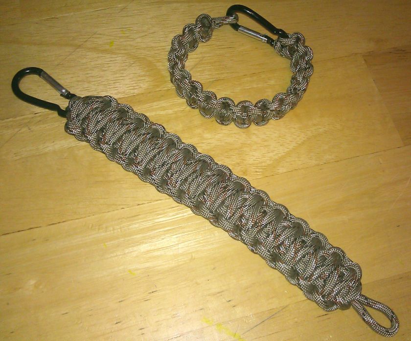 Survival 550 Paracord Bracelets   desert camo with carabiner