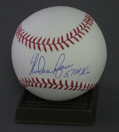 Nolan Ryan Signed MLB Baseball Rangers w/5714 Ks  