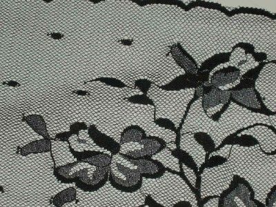 BLACK LACE FABRIC SCALLOPED EDGES 16 WIDE VALANCE TRIM  