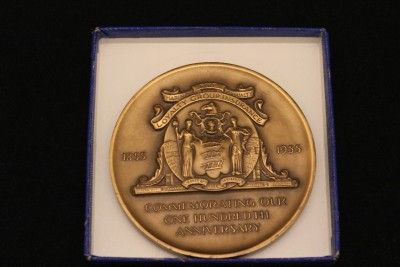 Firemen Insurance 100th Anniversary Bronze Medallion NJ  