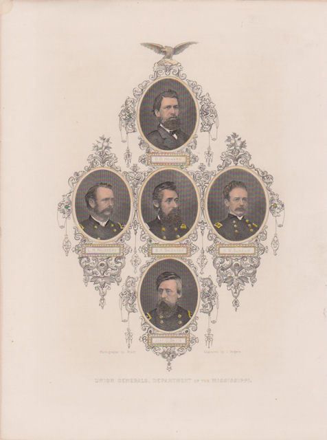 Union Civil War Generals Dept Mississippi Hand Colored Davis Slocum 