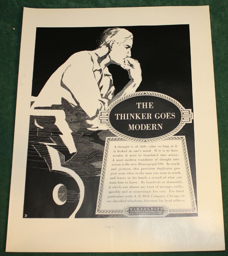 1938 Mimeograph Ad The Thinker Goes Modern Fortune  