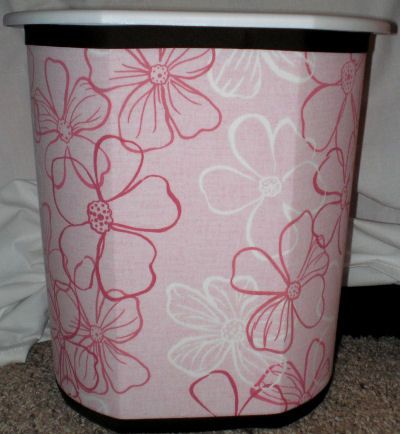  and Chocolate Brown Wastebasket Trash Can Hibiscus Floral Girls  