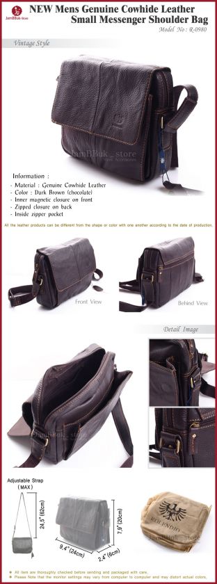 New Mens Genuine Leather Small Messenger Shoulder Bag  