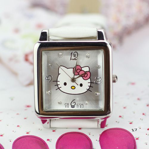 Fashion Cute helloKitty Crystal Girls Quartz Wrist Watch Lovely 